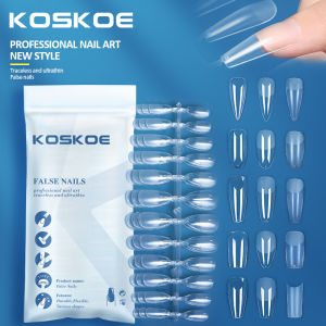 BORN PRETTY KOSKOE 120pcs Press on False Nails Coffin Semi-Frosted Full Cover UV Gel Nails Fake Tips Capsule Extension Tool