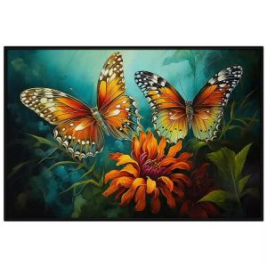 Tranh treo tường tranh dán tường 2 con bướm trong vườn hoa. CGI-162