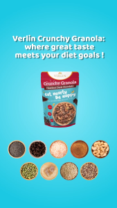 Camilan Makanan Sehat Healthy Food Verlin Granola Cluster 150 Gr Almond Dark Chocolate Mix Berries Honey Roasted Almond Crunchy 200 Gr Hazelnut Dark Chocolate Honey Cashew Chia Seed Cranberry Nola Chips 100 Choco Banila Pandan Nangka Peanut Butter