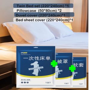Disposable Quilted Linen Bed Sheet With Duvet Cover & Pillow Case For Travelling/Hotel Stay/Staycation [local SELLER]