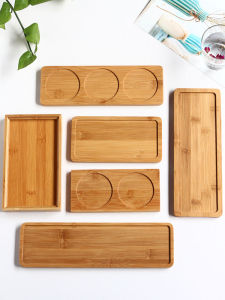 Customized Logo Rectangular Bamboo Tray Japanese Solid Wood Tea Tray Sushi Plate Fruit Plate Seasoning Box Bottom Plate