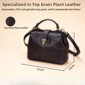 Fashionable Top Layer Cowhide Leather Large Capacity Womens Shoulder Crossbody Bag Doctor Bag Stylish Trendy Handbag