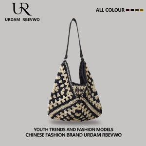 Summer Large Capacity Woven Tote Bag Womens New Style Beach Casual Vacation Beach Bag Underarm Bag Straw Material Handbag