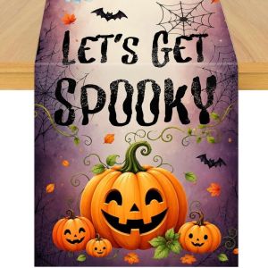 VIKAMA Halloween Pumpkin Ghost Bat Table Flag Kitchen Dining Table Decoration Cabinet Decoration Home Decoration