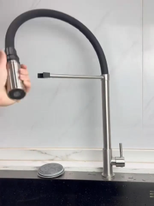 JUNMO Stainless Steel 3 Function Modes Kitchen Sink Faucet With Silicone Hose Single Cold Faucet