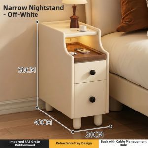 ZHUSHANXIA | Antique Style Solid Wood Bedside Table 20cm