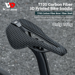 WEST BIKING 3D Printed Bicycle Saddle MTB Shock-Absorbing Bike Speed Seat T700 Carbon Fiber Road Bike Racing Cycling Saddle
