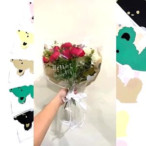 Plastik Single Flower Plastik Bunga 1 Tangkai Wrapping Plastik Mini Buket Bunga Mawar Single Rose SF04