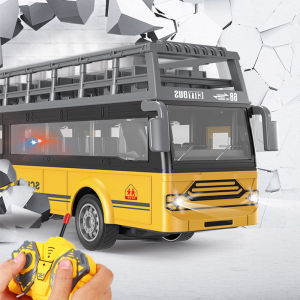 【WJ】Kids Electric toy car four-way remote control car single-layer double-layer sightseeing bus openable tourist bus toy car