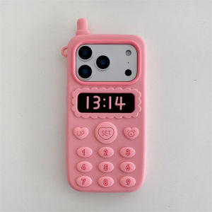 Korean 3D Cartoon Rose Red Telephone Antenna Design Soft Silicone Phone Case For iPhone 17E 16 15 14 13 Pro Max Shockproof Cover