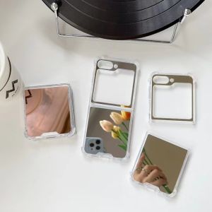 Beauty Mirror Z Flip 5 6 7FE Anti-Drop Case Back Cover Four Corner Air Cushion Samsung Galaxy Z Flip7 FE Casing PC+TPU Shockproof Protective Phone Case Accessories