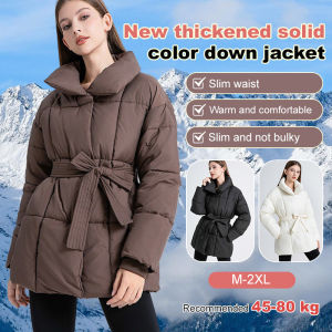 Womens midlength cotton jacket with thickened waist