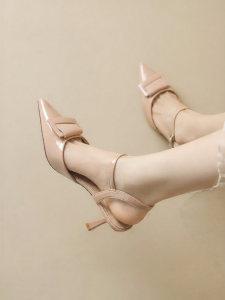 Josiny | Leather Pointed Toe Hollow Heel Womens Sandals