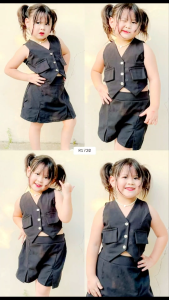 FREE SHIPPING & COD Casual Classy Elegant  Summer Wear GIRL Chaleko Vest and Skort  Set Terno for Girl Kids - 4 to 14 years old   classy and elegant timeless classic  timeless piece casual office  party classic piece super kapal ng tela hindi kayo magsi