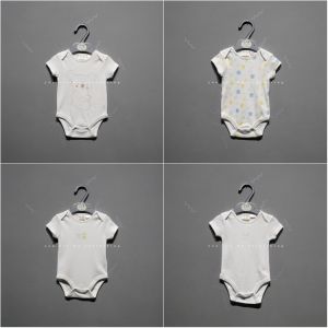 Onesie Baby Summer Short-Sleeved Cotton Breathable Pajamas White Mens and Womens Baby Thin Jumpsuit Toddler Rompers