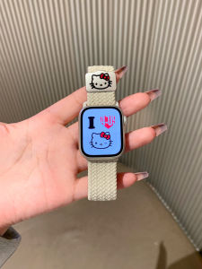 สายนาฬิกา Apple Watch S11 KT Cat Magnetic Buckle Woven Nylon สายผูกปมแบบยืดหยุ่นสำหรับ Apple Watch 9 8 7 SE