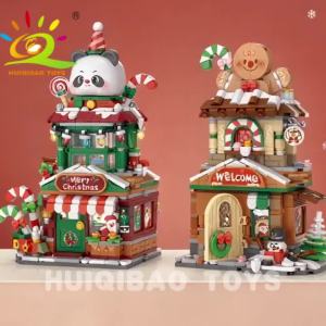 HUIQIBAO Cây Giáng Sinh & Gấu Trúc Người Tuyết Khối Xây Dựng Mô Hình DIY Bánh Gừng Cafe Gạch Trang Trí Đồ Chơi Người Lớn Ông Già Noel Quà Tặng