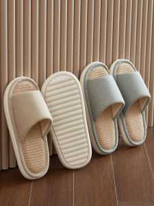 Large Size Linen Slippers Mens Spring Autumn Home Indoor Floor Anti-Slip Odor Control Cotton Linen Mens Fabric Slippers