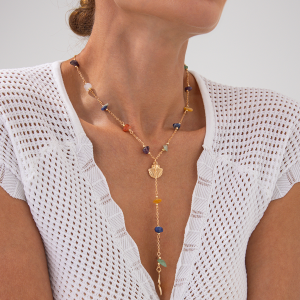 Ingemark | Ingemark Fashion Colourful Stone Starfish Conch Pendant Necklace Women Bohemia Long Tassel Chain Summer Beach Y2K Party Jewelry
