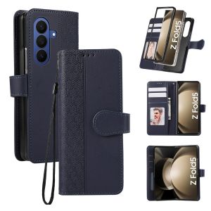 szhaiyu | Flip Leather Wrist Strap Phone Case for Samsung Galaxy Z Fold 8 Ultra 7 6 5 4 3 Fold7 Wallet with Card Holder Protective Cover