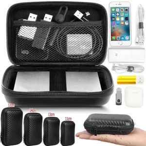 Mini Storage Bag EVA Waterproof Bluetooth Earphone Data Cable Travel Organizing Container Zipper Bags Fashion Black Storage Case