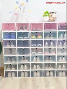 Hộp Đựng Giày Hộp Giày Lắp Ráp Nắp Nhựa Cứng Chịu Lực Tốt Nhiều Màu