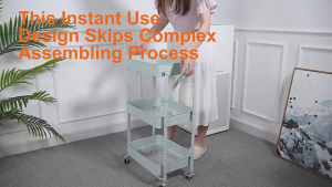 3 Tier Foldable Storage Trolley Multi-purpose Rolling Cart Home Organiser