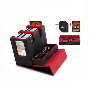 3in1 Deck Box Sports Card Storage Box Fits 200+ Single Sleeved Card Deck Case for MTG TCG CCG Cards with 4 Dividers 2 Toploaders
