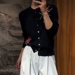 UYFY | Fashionable Knitted Long Sleeve Round Neck Open Cardigan Womens Loose Slimming Casual Top Korean Style Autumn New Arrival