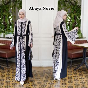 Abaya Gamis Hitam novie Dubai Turky Muslim Abaya Fashion Wanita Terbaru