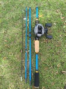 DEUKIO | DEUKIO Du Lịch Dụ Cần Câu Cá Combo 7.0:1 Baitcasting Reel 4 Phần 1.8M Cần Hợp Kim Nhôm Nước Ngọt Bass Bộ Dụng Cụ Câu Cá