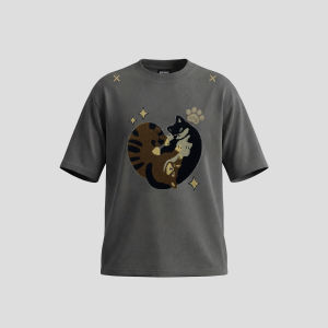 Couple Style Cat Pattern Loose T-Shirt