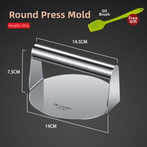 Square 304 Stainless Steel Manual Meat Press Kitchen Tool for Cooking Hamburgers And Steaks Home Use Cooking Utensil