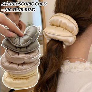 Elastic Sponge Cotton Filled Hair Bands / Premium Satin Sleep Hair Scrunchies / Soft Ponytail Holder Headwear / Casual Fashion Hair Accessories for Women Daily Use