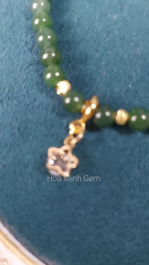 Vòng tay Ngọc Bích tự nhiên size mini 5 li phối charm treo ngôi sao đính đá bi cắt giác thời trang xinh xắn | Hoa Minh Gem