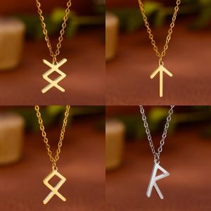 Người Viking Rune Mặt Dây Chuyền Vòng Cổ Cho Nữ Thép Không Gỉ Bắc Âu Runic Mặt Dây Chuyền Trang Sức Thời Trang Tinh Chế Dễ Thương Phong Cách Lãng Mạn