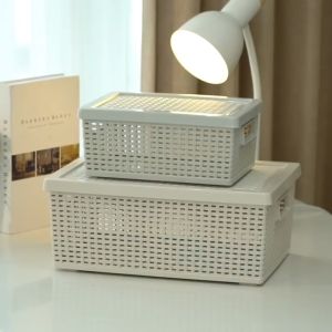 Double Lock ตะกร้าลายสาน 3 แบบ พร้อมฝาปิด 3124 3125 3126 93126 JCJ กล่องเก็บของลายสาน มีฝา ลังเก็บผ้ามีฝา ที่เก็บของลายหวาย