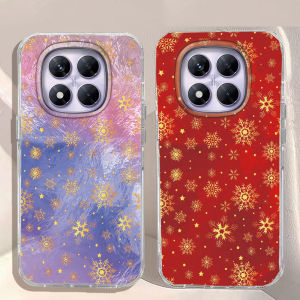 เคสลายเกล็ดหิมะสีทองคริสต์มาส สำหรับ Xiaomi Redmi Note 14 13 12 11 10 11S 10S 9 Pro 15 15C 14C 13C A3X A1 A2 A3 A4 9C 9A