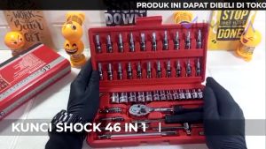 Set Kunci Socket 46 PCS full Set (1/4 \\\") Pas Ring L Motor Kunci/kunci l set CR-V lengkap