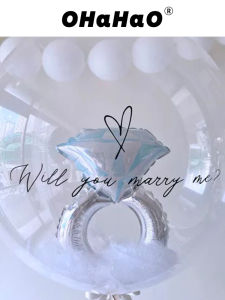 OHaHaO Aluminum Foil Ring Pop Ball Balloon Engagement Wedding Decoration Floating in the Air Soft Cute Trendy Living Room