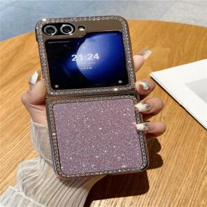 Ultra-Thin Plated Foldable Screen Protective Case for ZFlip5 And ZFlip6 Phones Full Coverage Anti-Fall Diamond-Encrusted Matte Finish