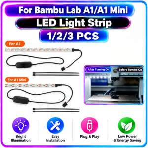 begrint | For Bambu Lab A1 A1mini Upgrade LED Light Strip 24V Ra95 Fill Light White Light Super Bright For Bambulab 3D Printer Parts