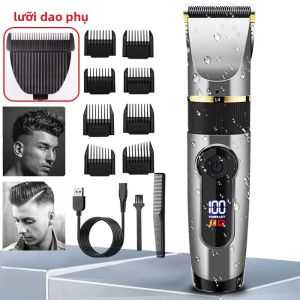 Máy Cắt Tóc Chuyên Nghiệp Dành Cho Nam Máy Cắt Tỉa Điện Có Thể Sạc Lại Với Màn Hình LED Máy Cắt Tóc Chống Nước Dành Cho Râu Và Cắt Tóc Cho Trẻ Em
