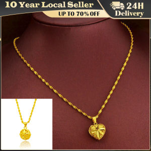 Authentic Love Heart Shaped Alluvial Gold Color Pendant Necklace Lady Elegant Gold Jewelry Necklace Necklace Necklace Birthday Gift