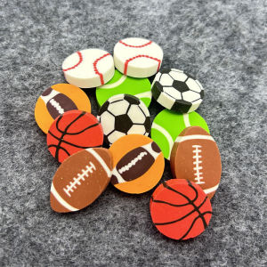 35Pcs Students Stationary Novelty Pencil Rubber Eraser For Children Kids Cartoon Football Basketball Mini Eraser School Erasers