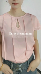 Women Summer Korean Solid Double Ruffles Sleeve O Neck Formal Blouse For Woman L2214
