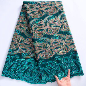 Nigerian Swiss Voile Lace Fabric - 5Yards Embroidered African Cotton With Rhinestones For Bridal Party Traditional Attire