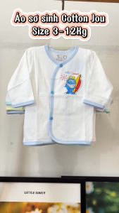 Set 5 Áo Sơ Sinh Cotton Tay Dài Nút Xéo Trắng JOU cho bé trai bé gái - Chất vải mềm mại thoáng mát - Có 4 Size cho bé 3-11kg