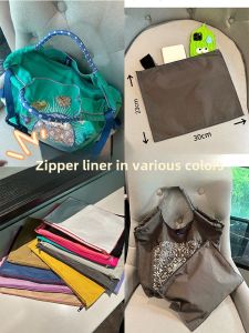 Ball Chain Embroider Eco-friendly Bag Zipper Liner Bag Middle Bag Female Cosmetics Bag Nylon Ultralight Small Size Internal Bag