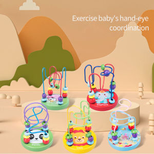 LAKOE Mini Round Beads mainan alur kawat kecil Wire Maze game mainan kayu anak